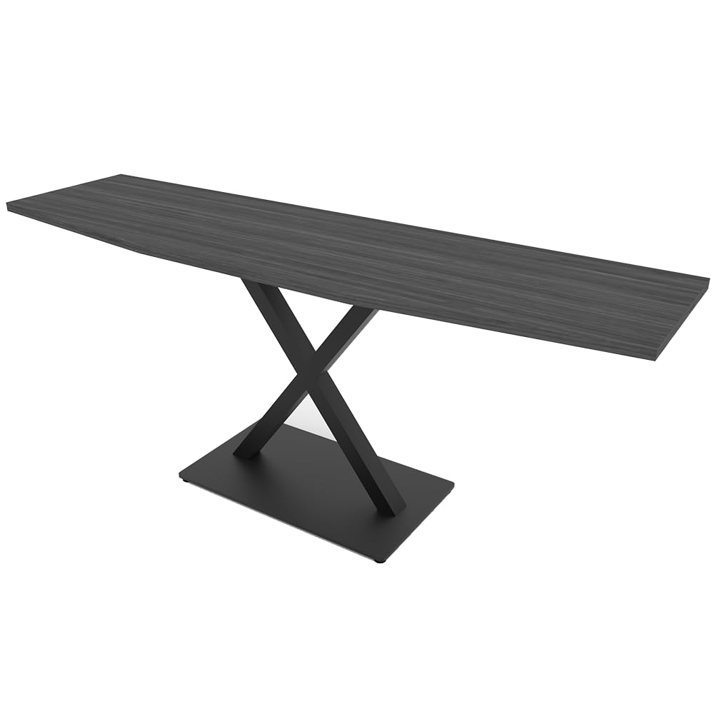 Harmony Series Arc Rectangle Console Table with Matte Black Metal X-Bases | Modern Rectangular Tables for Offices, Training Rooms, and Homes |