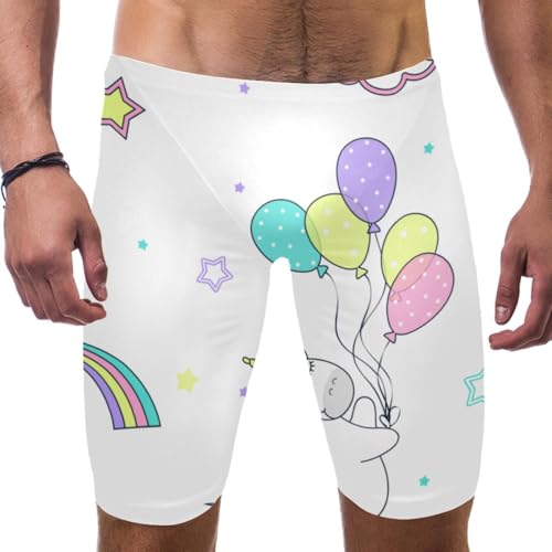 Bañador de unicornio arcoíris para hombre con corte largo deportivo de carreras