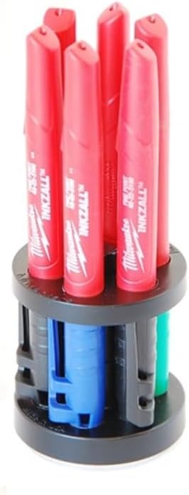 MarkerLock Soporte de marcador negro para Milwaukee InkZall, almacenamiento de marcadores con 6 ranuras y base magnética de 35 libras para una