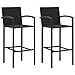 vidaXL 2X Tabourets de Bar Fauteuils de Bar Sièges de Comptoir Tabourets de Comptoir Sièges de Jardin Extérieur Noir Résine Tressée