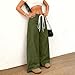 Faux Suede Sweatpants for Women Winter Warm Wide Leg Drawstring Baggy Pants Fall Fashion Business Casual Trousers S-2XL Army Green