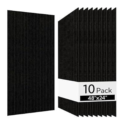 Olanglab Acoustic Wall Panels 10 Pack, 48 x 24 per Acoustic Panels Sound Absorbing, Decorative Sound Panels for Home Studio and Office, Black