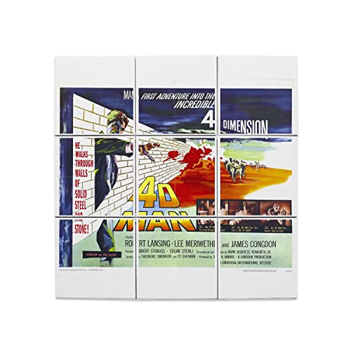Vieille affiche de film nanar rétro sur lot de 9 carreaux céramique décoratif 15x15 cm