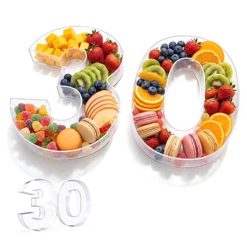 Image of Pooqla 10 inch Acrylic Number 30 Charcuterie Tray for 30th Birthday Decorations