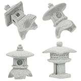 Ciieeo 4 Estatuas Mini Pagoda Japonesa de Arenisca, Decoración para Jardín Zen Exterior, Adornos para Bonsái y Micropaisajes, Set de Figuras Pequeñas para Paisajismo