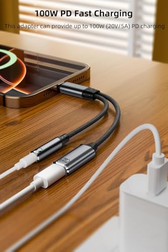 Image of Tobo USB C to 3.5mm Headphone Adapter with 100W Fast Charging, 2-in-1 USB Type-C to Aux Audio Jack Cable Cord Compatible with Phone 16 /15 Series, Pad, MaBook and More (TD-1419CC)