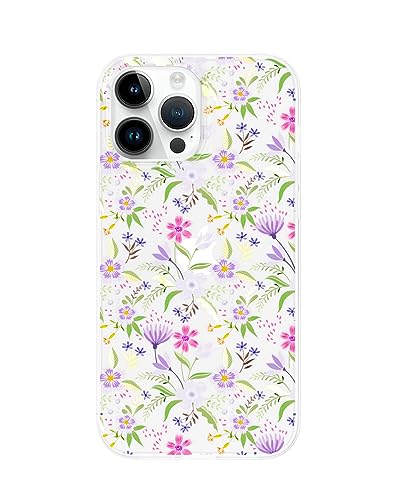 Coque iPhone 15 Pro transparente Scorpify au motif floral violet