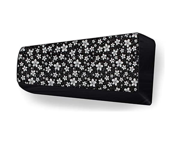 Image of Split AC Cover for 1.5 Ton Indoor Units - Water Resistant & Dustproof Protection (Black Flower)