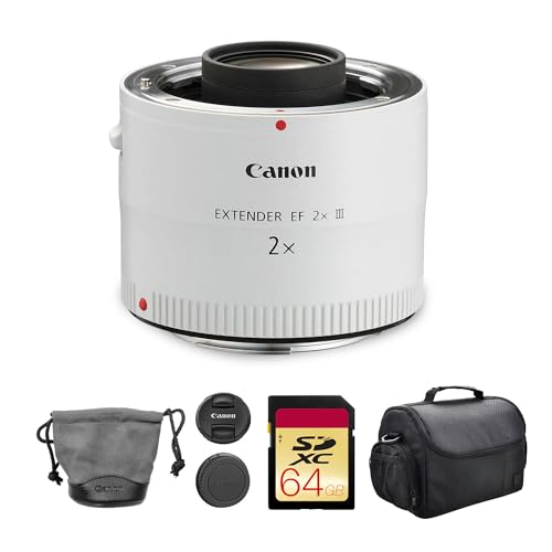 Canon Extender EF 2X III | L-Series Teleconverter for Canon EF Lenses | Doubles Focal Length for Sports Wildlife & Telephoto Photography (4410B002) + 64GB Memory Card + Camera Bag