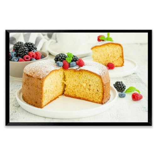 Homemade classic vanilla sponge cake biscuit sprinkled powdered sugar Black