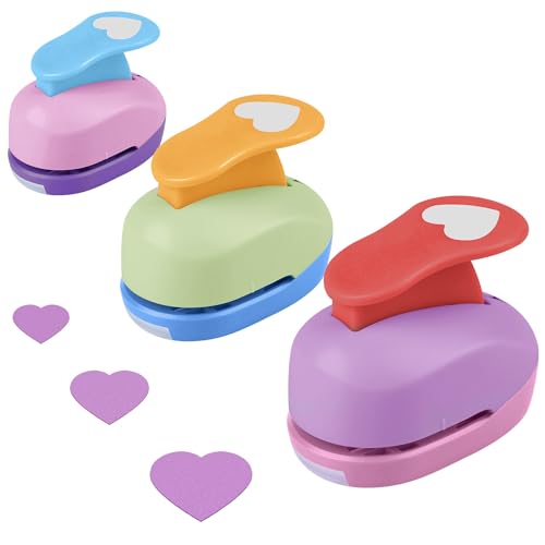 3 Pieces Heart Punch Punch, Paper Heart Punch for DIY Scrapbookin...