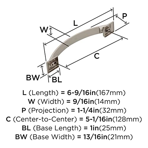 Image of Amerock | Cabinet Pull | Polished Nickel | 5-1 /16 inch (128 mm) Center to Center | Candler | 1 Pack | Drawer Pull | Drawer Handle | Cabinet Hardware