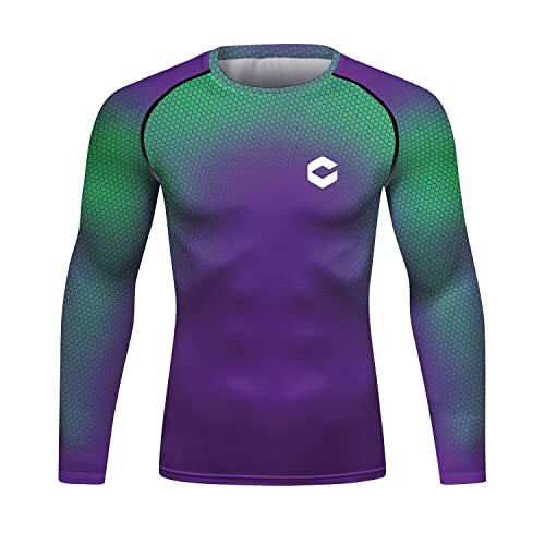 Red Plume Men's Compression Sports Shirt Cool Lightning/Flash Running T-Shirt Long Sleeve Tee