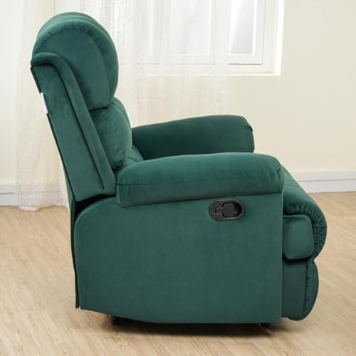Image of Solis Royale 1 Seater Recliner Sofa Chair Suede Fabric | Hush Puffy Manual Rocking & Revolving Recliner Lounge Sofa for Relaxing | Comfortable Cushioned | Living Room, Bedroom, Home, Office