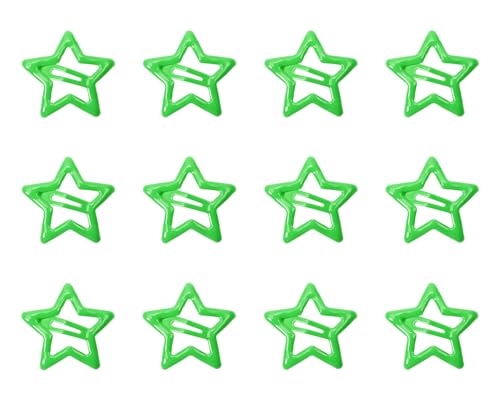 Penta Angel Star Hair Clips 12Pcs Small Metal Star Snap Hair Clips Barrettes Decoration Accessories for Women (Green)