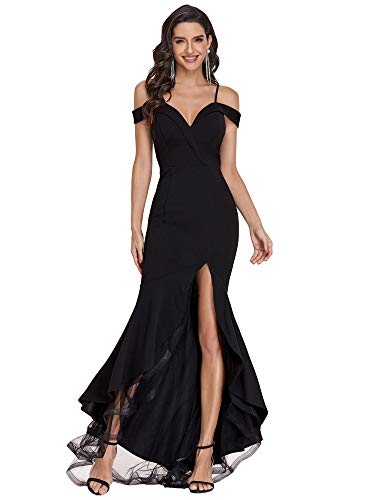 Ever-Pretty Womens Elegant Sleeveless Lace High Low Evening Party Dress Black US4