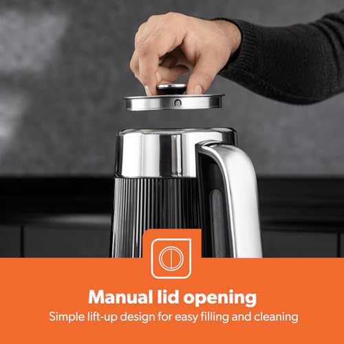 GEEPAS 1.7L Electric Kettle | Rapid Boil Cordless Jug Kettle for Hot Water Tea Coffee | Auto Shut-Off 360° Swivel Base Boil Dry Protection Easy Pour | Arcus Collection Black 3000W