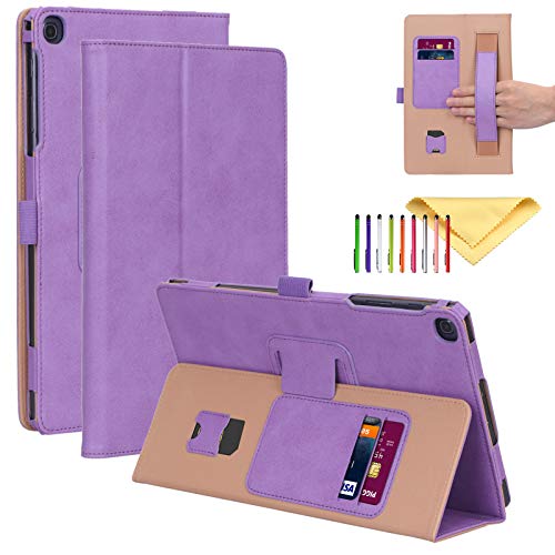 Buy 1 get 1 Galaxy Tab A 10.1 Inch 2019 Case, SM-T510/SM-T515, Cookk PU Leather Skinshell [Full Protection] [Hand Strap] [Card Slots] Stand Smart Cover Compatible with Samsung Galaxy Tab A 10.1 2019, Purple