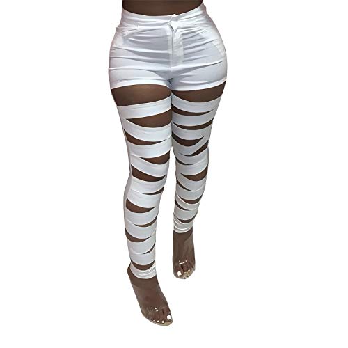 BYSYGLOBE Sexy Pants for Women High Waist Ripped Distressed Butt Lifting Leggings White BYSYGLOBE Sexy Pants for Women High Waist Ripped Distressed Butt Lifting Leggings White