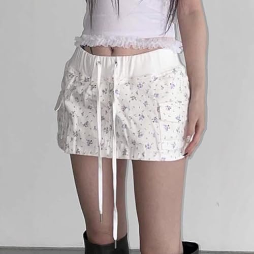 Floral Print Mini Drawstring Waist Casual Cargo Style Side Pockets Lightweight Summer Cute Trendy Skirts3