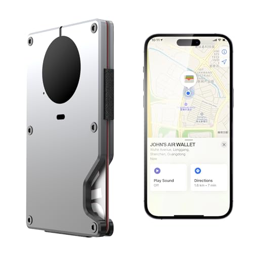Air wallet, Slim Wallet With Built In Airtag Chip, RFID Blocking Credit Card Holder Slim Wallet For Men/Women, Holds 12 Cards,Track Your Wallet, Compatible with Apple Find My iOS Only