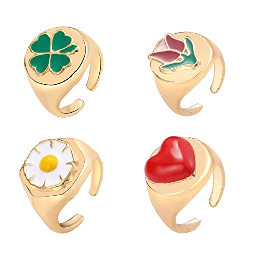 Jewels Galaxy Ravishing Heart Note Multi Designs Gold Plated Rings For Women/Girls (Mixed Sizes) (Design 7) (B09T74S5FC) Amazon Price History, Amazon Price Tracker