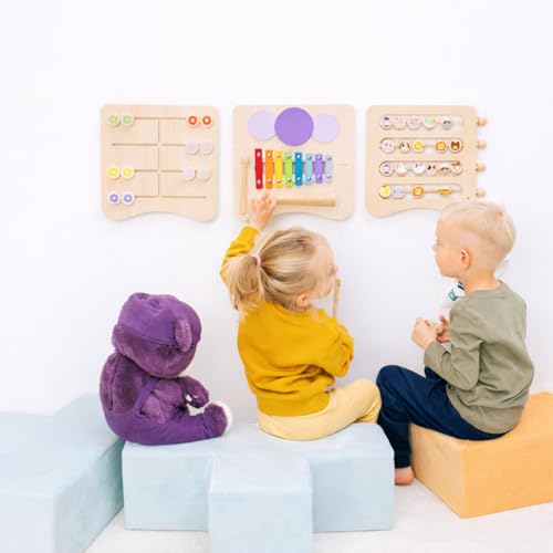 ComfyBumpy Sensory Wall Panel for Kids | Toddler Busy Activity Board and Detachable Wooden Sensory Board - Montessori Busy Board Activity Wall Center for Independent Screen-Free Play