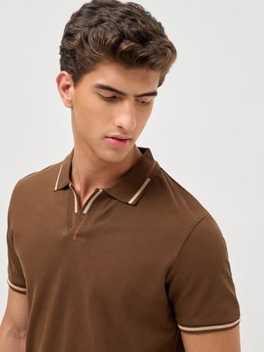 Image of Urbano Fashion Men's Solid Regular Fit Half Sleeve Cotton Polo T-Shirt