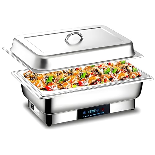 QUTBAG Réchaud électrique 600 W, serveurs de Buffet et réchauds en Acier Inoxydable avec température réglable de 35 °C ~ 90 °C, pour Restaurant, Restauration, fêtes, Mariages, Pique-niques