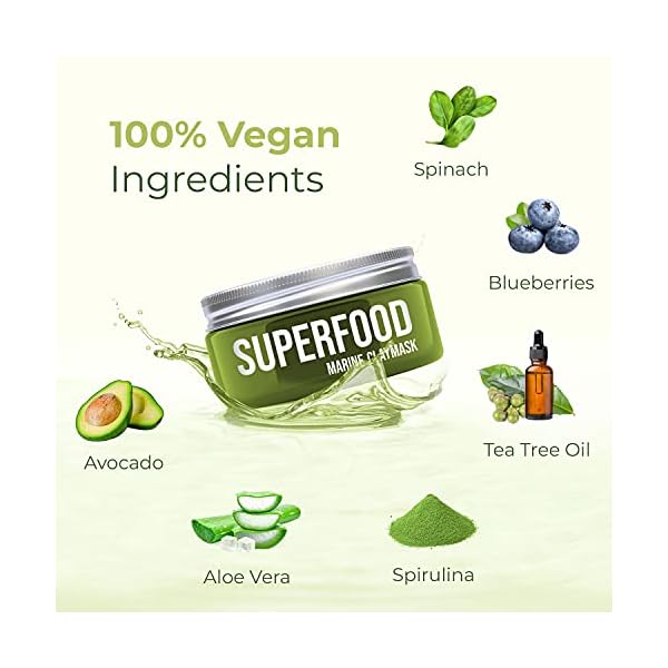 Clay-Mask-by-Plantifique-100-Vegan-with-Avocado-Superfoods-Dermatologist-Tested-Hydrating-Dead-Sea-Mud-Mask-Organic-Face-Mask-Face-Masks-Skincare-100ml34-Oz-Face-Mask-Skin-Care-for-Acne PLANTIFIQUE Korean Skin Care Detox Face Mask with Avocado & Superfoods - Hydrating Clay Mud Mask Dermatologist Tested for Face and Body - Vegan Skincare 3.4 Oz/100ml