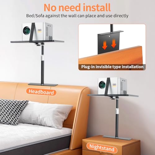 VexNook Projektorhalterung für Bett und Sofa mit Metallschale - Verstellbare Ständerlänge 24-41 cm, Verstecktes Design Bed Sofa Beamer Halterung, Kompatibilität mit 100% Projektoren XGIMI, Nebula..