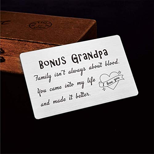 Stepgrandfather Wallet Card, Step Grandpa Christmas Birthday Cards, Bonus Grandpa Stepgrandpa, Adoptive Foster Like a Grandpa Gift Presents4