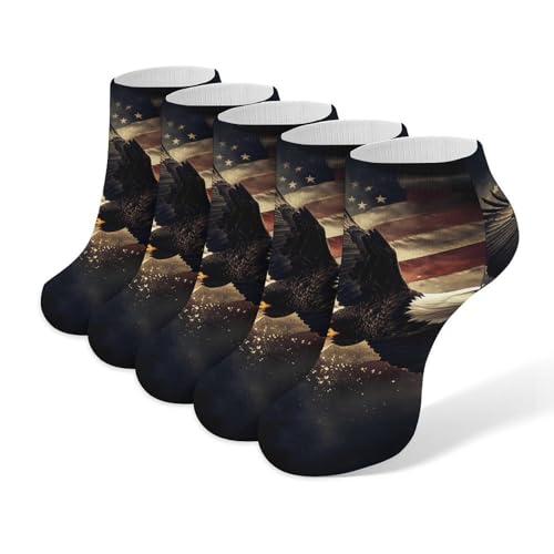U.S Ea-gles - Calcetines tobilleros, 5 pares, informales, de corte bajo, atléticos, calcetines deportivos