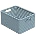 Rotho Country Aufbewahrungskiste 18l in Rattan-Optik, Kunststoff (PP recycelt) BPA-frei, blau, A4/18l (36,8 x 27,8 x 19,1 cm)