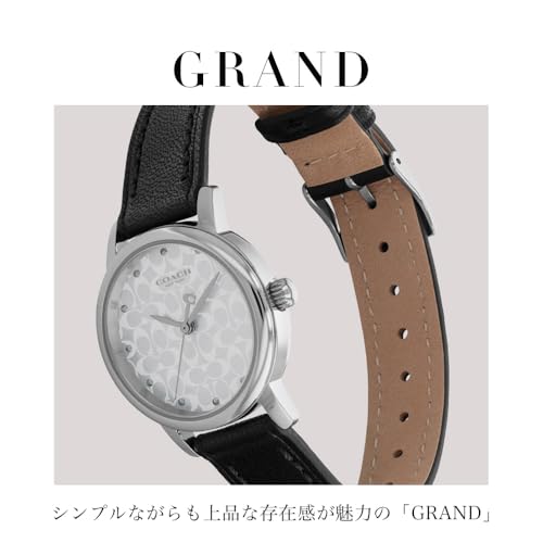 Image of Coach Grand Qtz Basic Silver White Round Dial Women's Watch|Black Calfskin Material|Black Color Band - 14503875