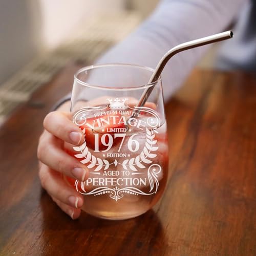 Vaso de ginebra de 1976 sin tallo de 590 ml para cumpleaños vintage 3