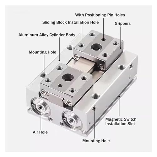 Vérin pneumatique D1/D2 pour intégration robotique à double action