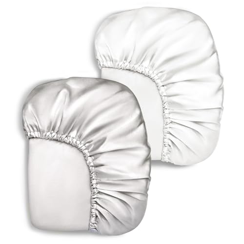 Image of 2 Pack Satin Pack and Play Sheets Fitted, Silk Feeling Great for Baby Hair, 38"x26" Soft Playard Protector, Skin-Friendly Mini Crib Mattress Cover (White and Gray)
