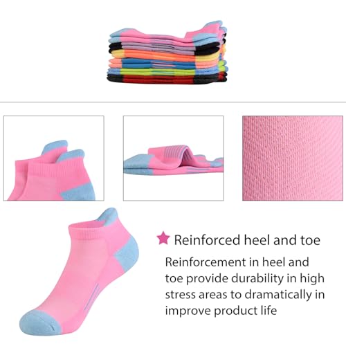 JOYNÉE Womens Ankle Athletic Low Cut Tab Socks Cushioned Running Sports 6 Pack4