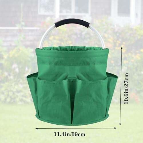 Garden Tool Bag with Pockets, 17L Large Waterproof Oxford Gardening Tote, Non-Slip Rubber Grip Handles, Durable Organizer for Garden Supplies (Green) - Thumbnail 4