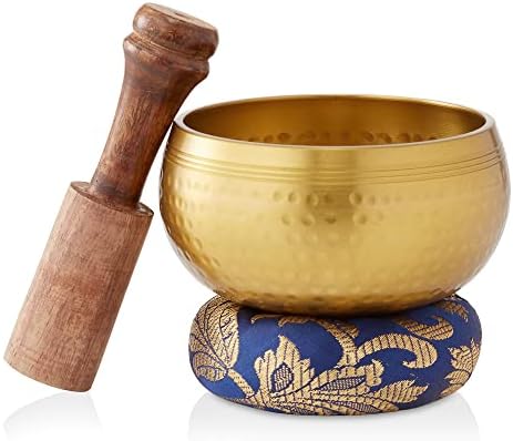 Prajna Tibetan Singing Bowl Set - Handcrafted Meditation Sound Bowl for Yoga, Chakra Healing, Mindfulness and Prayer with Wooden Striker and Cushion