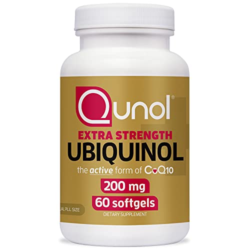 Qunol Ubiquinol CoQ10 200mg Softgels, Powerful Antioxidant for Heart and Vascular Health, Essential for Energy Production, Natural Supplement Active Form of CoQ10, 60 Count
