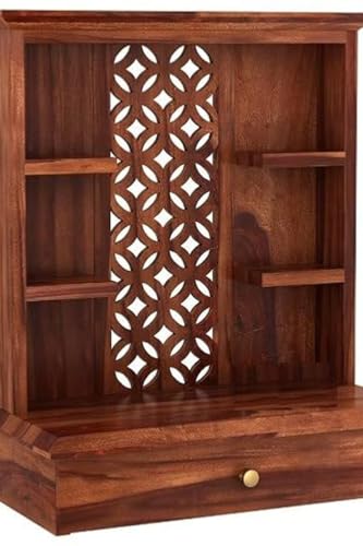 Image of SHEESHAM(Rosewood) MANDEEER for Hall Office Mandir for Home | Handcrafted Wooden Temple | Pooja Mandir for Home & Office | TraditionalTemple with Storage & Decor