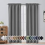 OVZME Grey Blackout Curtains for Bedroom 72 Inch Length 2 Panels Set, Solid Thermal Insulated Energy Saving Window Curtains for Living Room, Dual Rod Pocket Window Drapes, Grey, 2x40Wx72L Inches