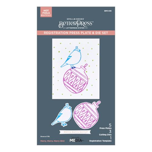 Dina Wakley Merry Merry Bird kit de gaufrage et découpe pour étiquettes cadeaux de fête