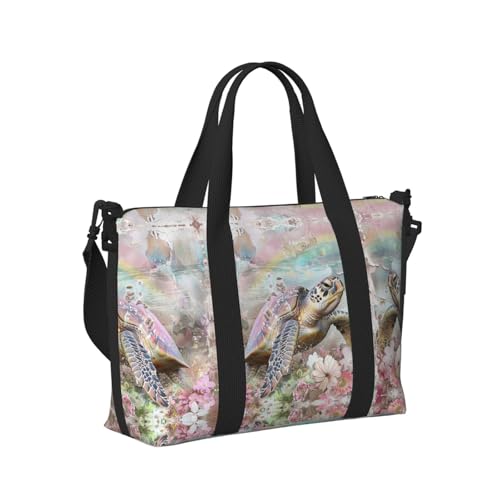 Travel Bag for Weekend Trips, Airplane Carry-On with Adjustable Strap, Sea Turtle (8)