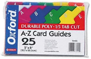 Oxford Durable Poly A-Z Card Guides GUIDE,INDEX,A-Z,5X8,ASST (Pack of10)