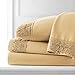 Southshore Fine Living, Inc. Vilano Lace, 4-Piece, 21-Inch Extra Deep Pocket Sheet Set, Easy Care, Shrinkage Free Sheet Set with 1 Flat Sheet, 1 Fitted Sheet, 2 Pillowcases, Muted Gold, Queen