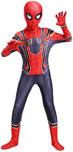 BOMLY Superhero Costume Bodysuit for Kids Lycra Spandex Zentai Halloween Cosplay Jumpsuit 3D Style (Kids-M (Height: 45-48 Inch), Red 1)