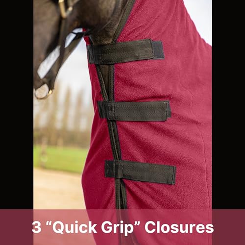 Image of RESISTANCE Fleece Contour Horse Cooler - Anti-Sweat Moisture Wicking, 3 Quick-Grip Neck Closures, Tail Cord, Durable Hemmed Edges, Polar Soft Fleece, Post-Exercise Cool Down
